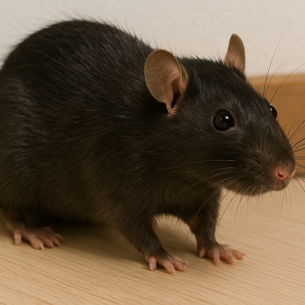 Zwarte rat met grote ogen, goede klimmers